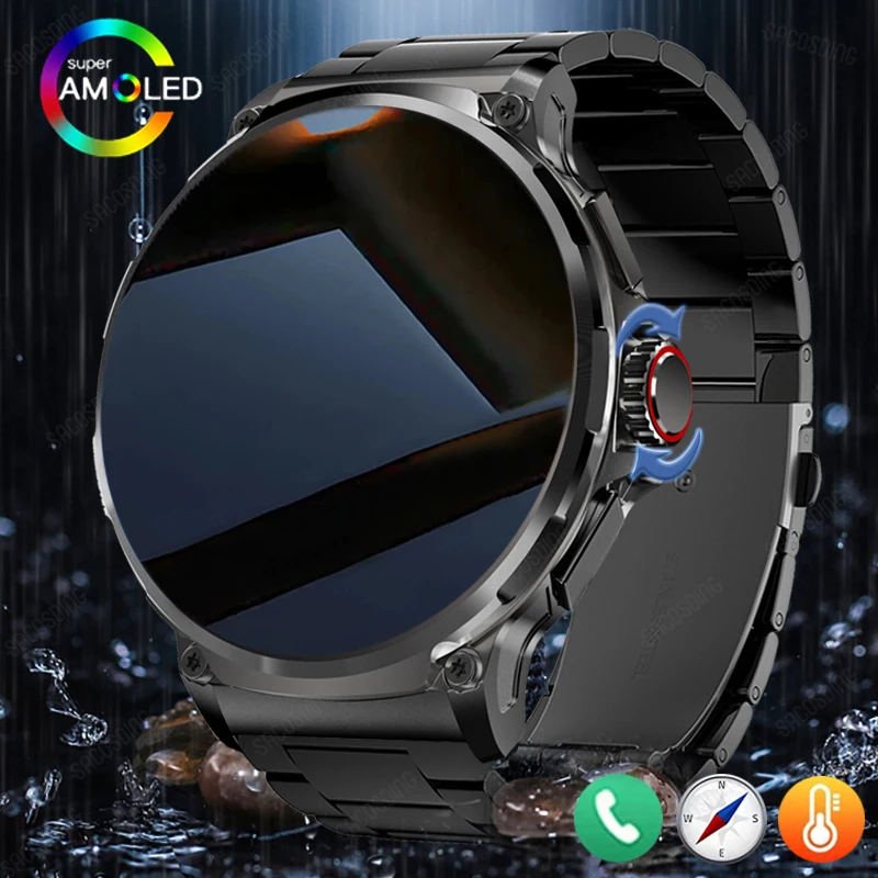 2024 New 1.85 Inch Ultra HD AMOLED Display Bluetooth Call Smart Watch Men 710 mAh Battery Sports Tracker Watches For Android IOS