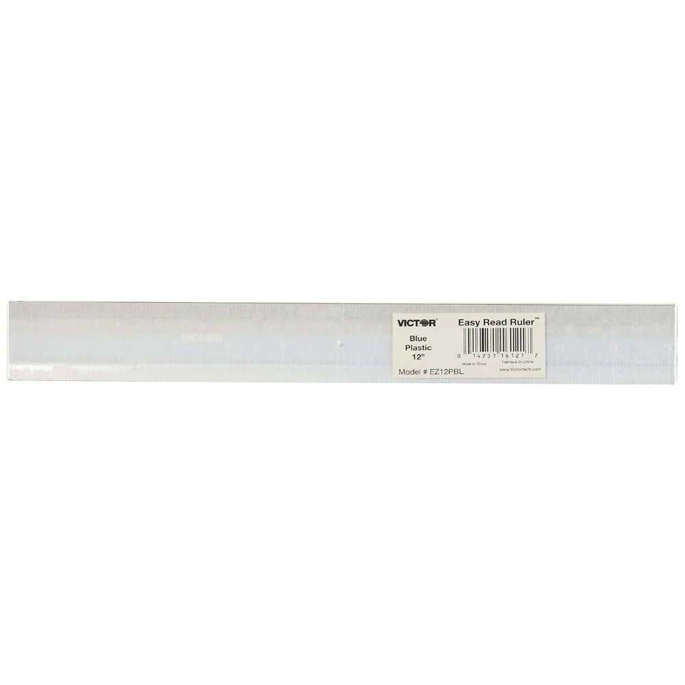 12 Inch Easy Read Ruler: Inches, Centimeters, Millimeters, Dual Color, Blue/Black