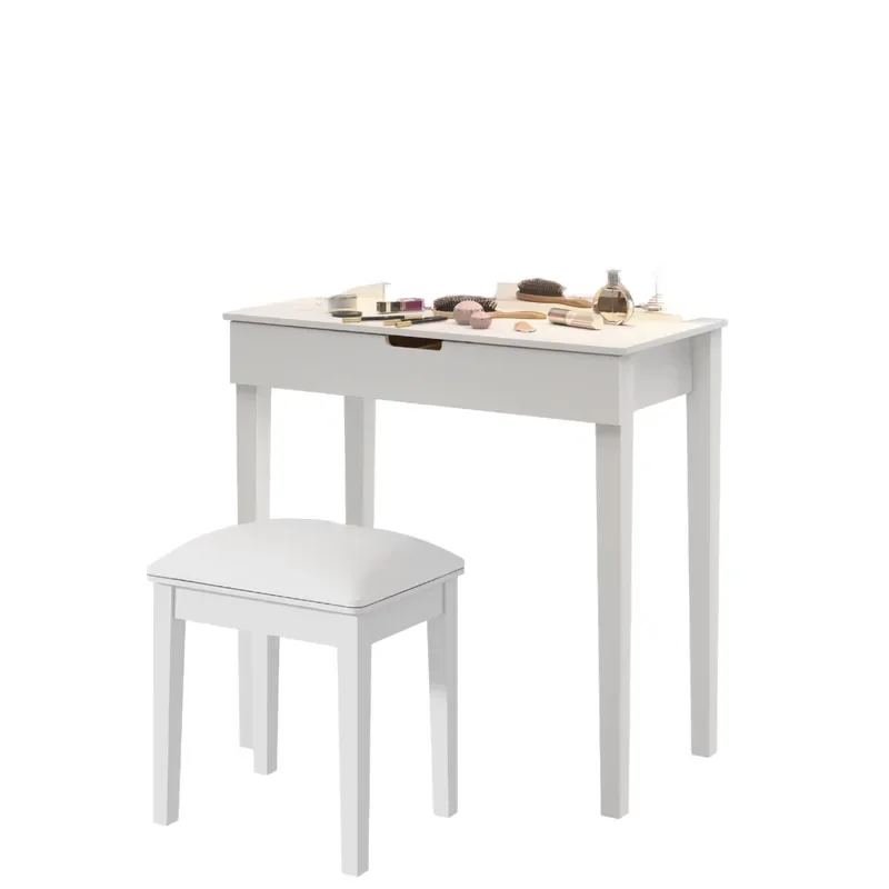 Modern White Dressing Table Set with LED Mirror & Stool 6 Light Bulbs Vanity for Bedroom Makeup Living Room