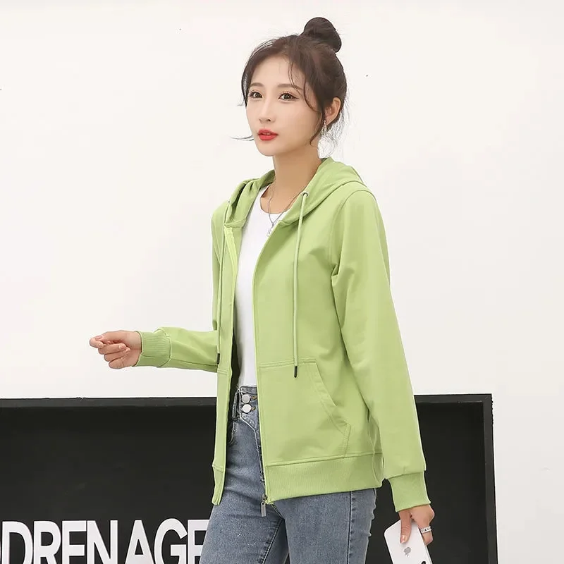 

2025 Fashion Hoodies Sweatshirts Women's Zipper-up Coats Spring Autumn Cotton Cardigan Jacket Top Lady Casual Outerwear M-5XL