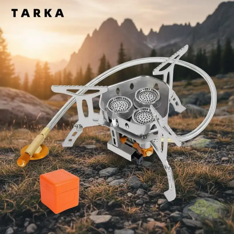 

Портативная газовая плита TARKA 3 на 3 конфорки, 5800 Вт, для кемпинга, походов, пикников, барбекю, туристическое оборудование для приготовления пищи на природе