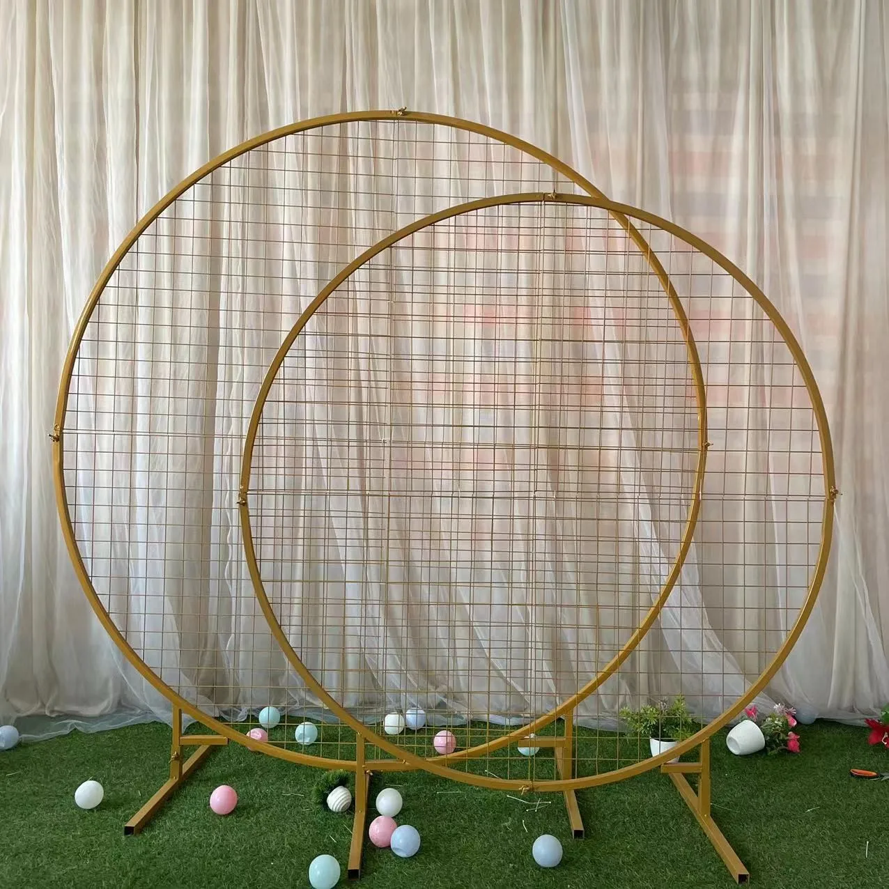 Grid Metal Wedding Garden Arch Circle Balloon Arch Frame Round Backdrop Stand for Birthday Party Wedding gate arch Wedding arch