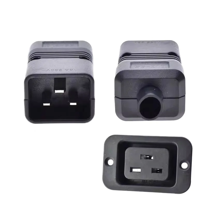 1PCS PDU/UPS Cabinet Server High-Power T-Shaped 16A Three-Horizontal Plug Socket IEC320 C20/C19 Male-Female Connector