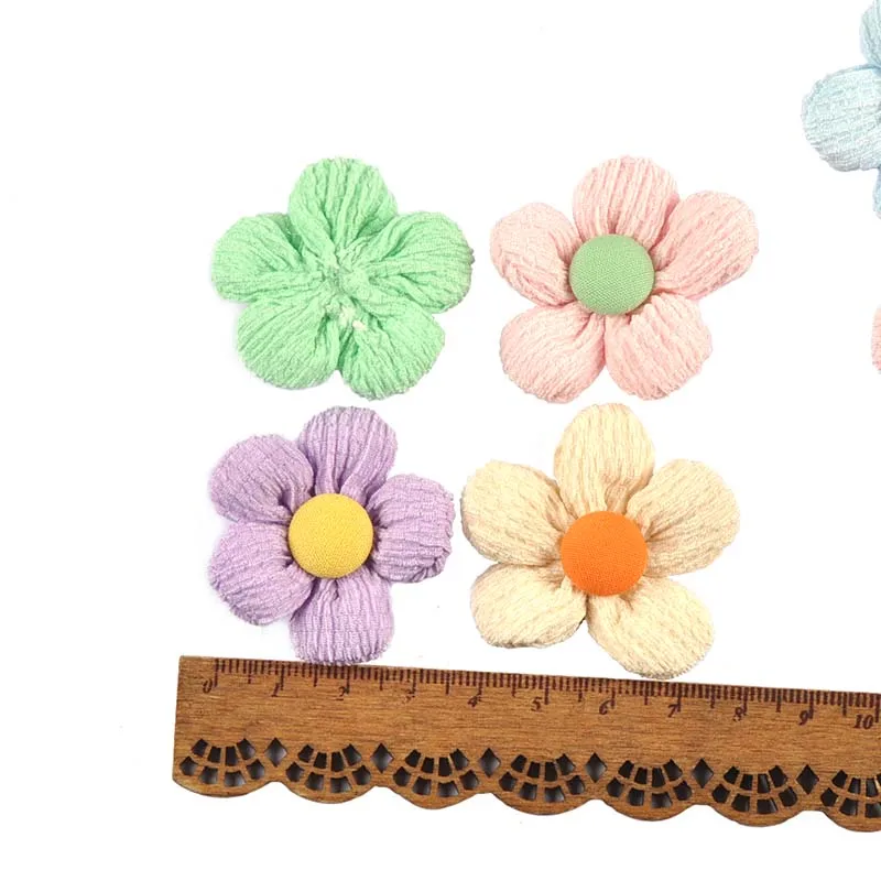 10Pcs 43mm Multicolor Flower Clothes Patches Appliques For DIY Hair Clip Accessories Sewing Handmade Crafts Garment Decor C4020