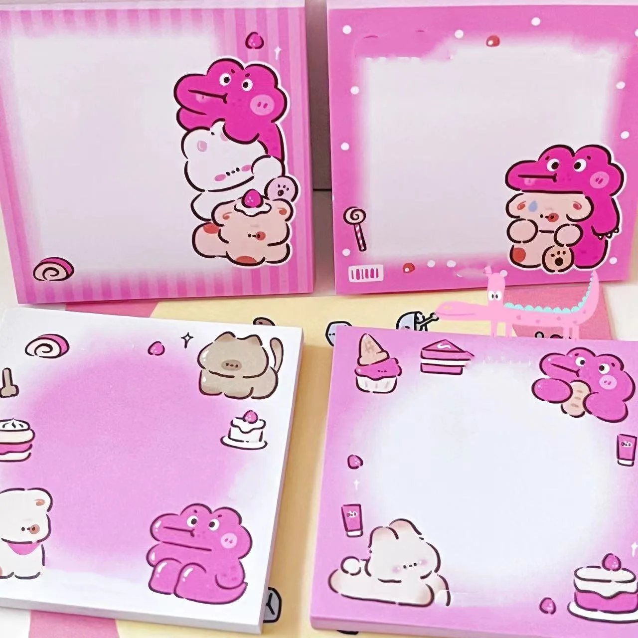 24 pcs/lot Cute Crocodile  Memo Pads  Kawaii Pink Animal N Times Notepad Stationery Label  Post Office School Supplies