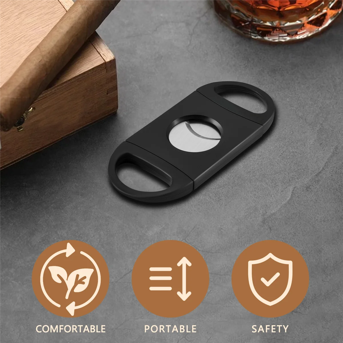 Oval-Shaped Cigar Cutter, Double Cut Blade