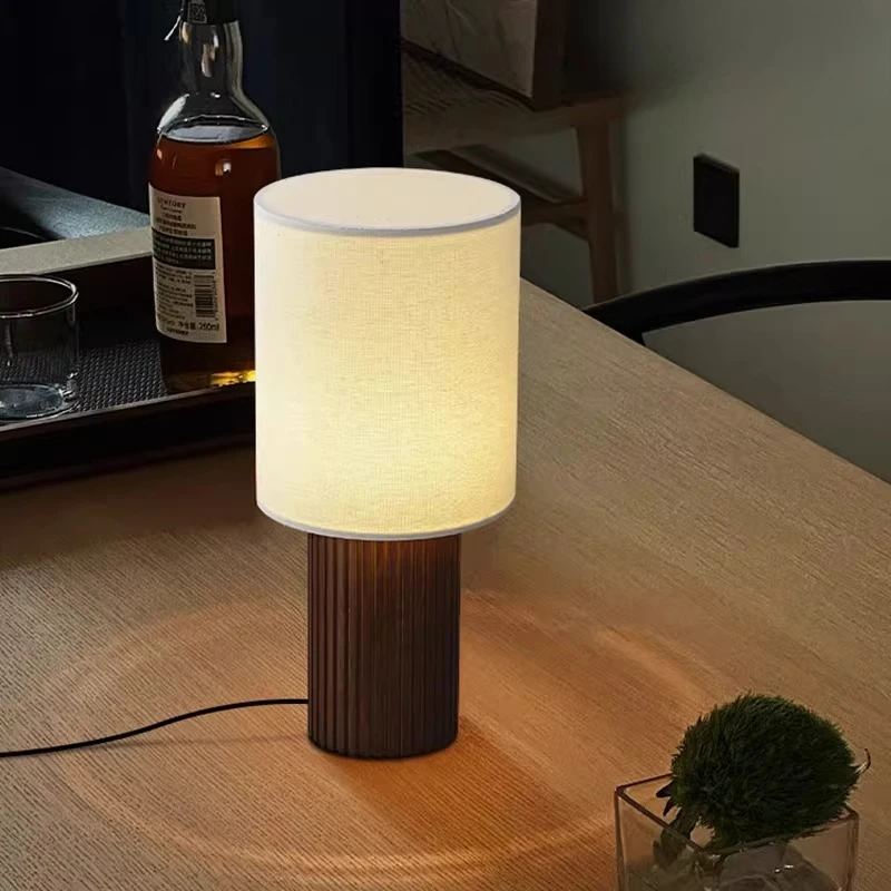 Contemporary Designers LED Floor Lamp Wooden Textile Crafts Lamp Shade Stand Lights Study Teahouse Bedroom Decorate Reading Lamp