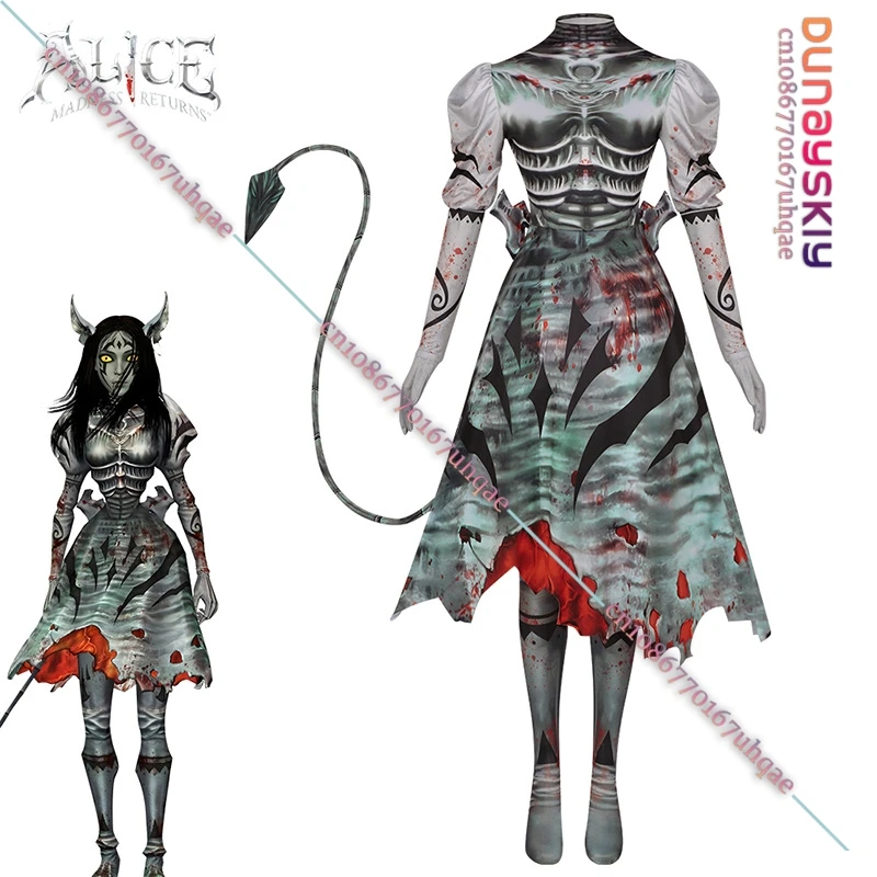 Game Alice Madness Returns Cosplay Costume 2025Halloween Evil Suit Demon Uniform Women Anime Girl Carnival Party Dress Up