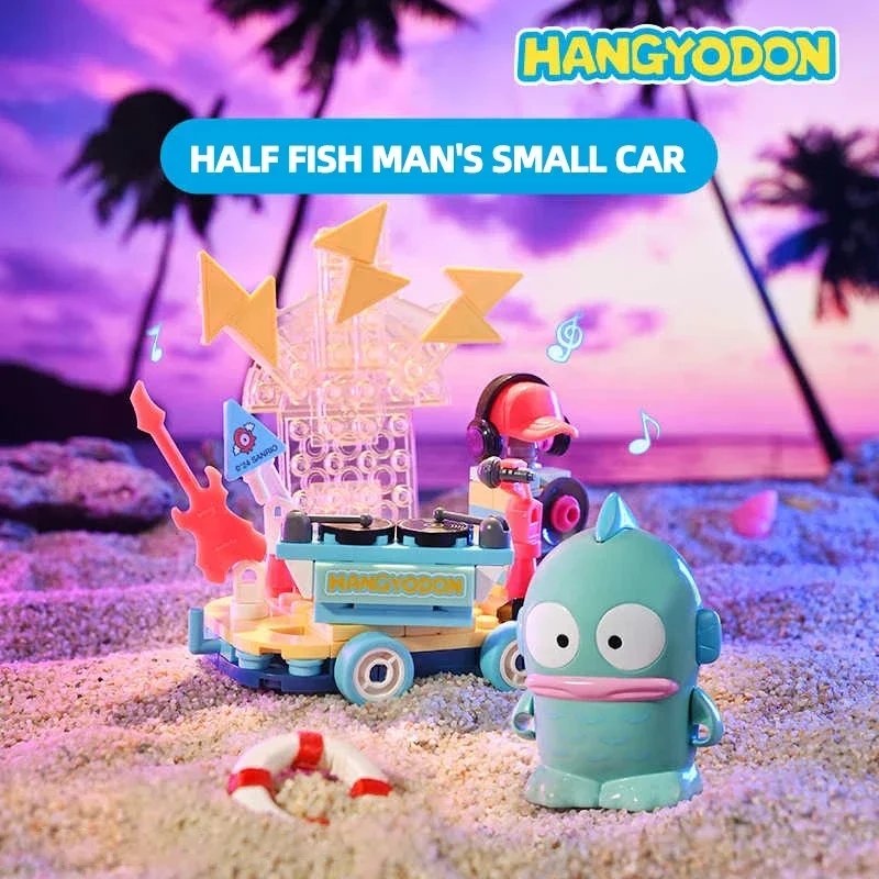 Sanrio série blocos de construção hangyodon kuromi olá kitty melodia flor modelo carro tijolos decoração desktop crianças brinquedos diy presentes