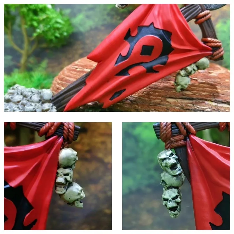 10.5 cm Hoge Gme Vlag WOW Orc Alliantie Auto Decoratie Hars Beeldje Model Scène Props Diorama