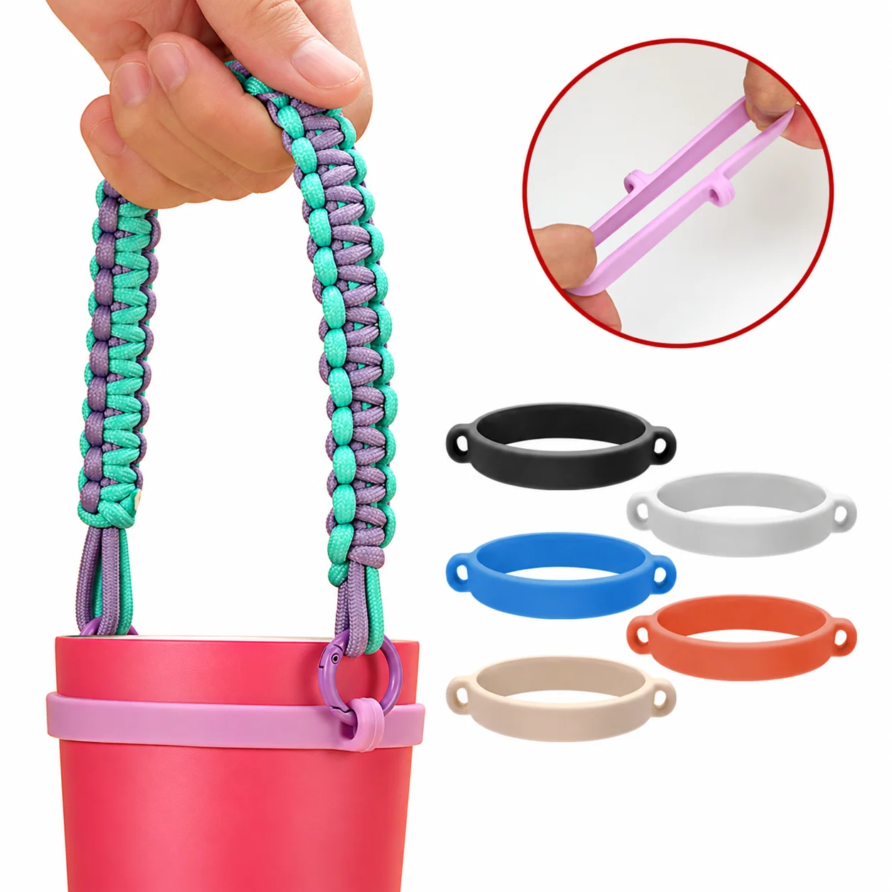 For Stanley Silicone Water Cup Hanging Rope, Silicone Micelle Mouth Ring, Water Cup Accessories, Silicone Cup Ring, Hanging Rope