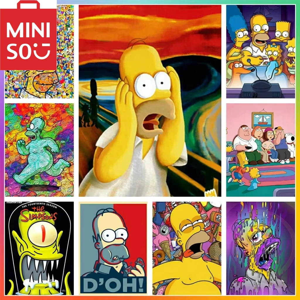 

MINISO картина маслом по номерам Симпсонинг классическое аниме украшение дома живопись настенная спальня декор комнаты подарочные рамки