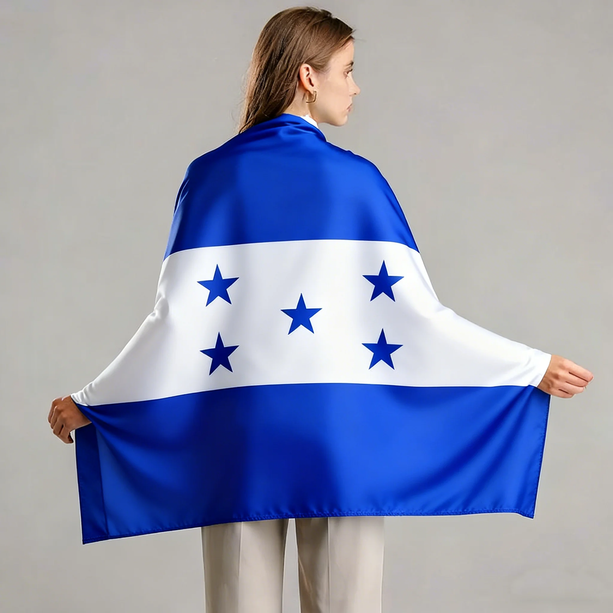 FLAGapThe rectangular flag of Honduras consists of three stripes: upper blue, middle white, and lower blue.with 2 buckles