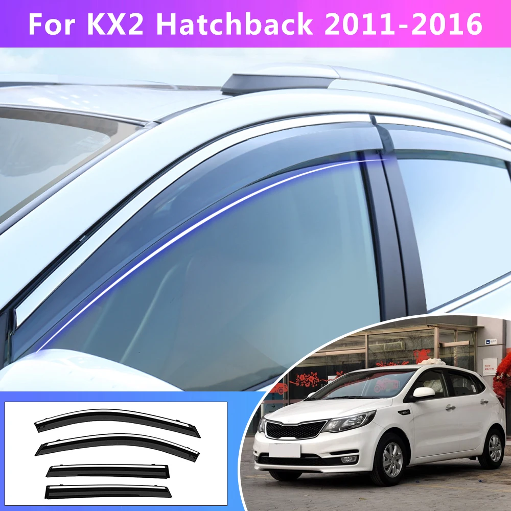 

For Kia K2 Hatchback 2011 2012 2013 2014 2015 2016 Window Weather Shield Deflector Guard Car Styling Auto Accessories 4pcs