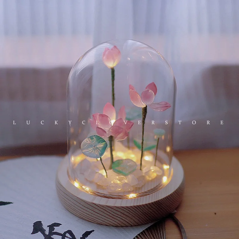 Lotus Nightlight Handmade DIY Materials Zen Desktop Decor Atmosphere Lights Holiday Birthday Gifts Friends Family