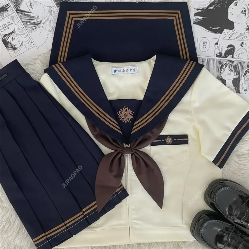 اليابانية طالبة زي مدرسي Ins نمط فستان تأثيري حلي انمي ياباني فتاة النساء بحار مطوي تنورة مجموعة