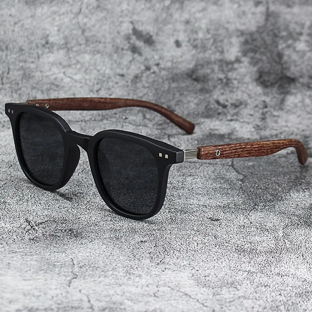 New UV Protection Wood Grain Sunglasses Outdoor Street Photography Cycling Eyewear Square Frame Sun Glasses for Women & Men