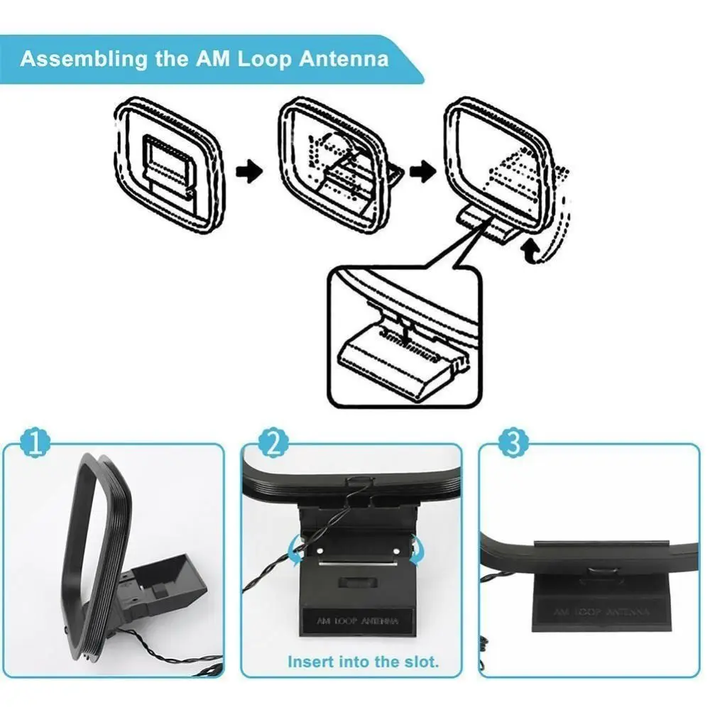3Pin AM Loop Antenna Low Noise High Gain FM Radio Antenna Easy Installation Universal Compatibility AV Receiver Antenna