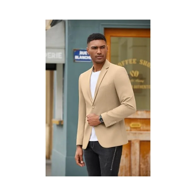 Blazer masculino Freizet jaqueta esportiva leve com 2 botões jaqueta de casamento de ajuste regular