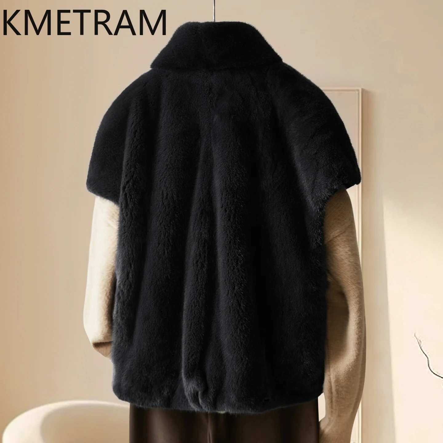 KMETRAM 100% Mink Fur Vest Black Real Fur Coat 2025 Winter Sleeveless Clothes for Woman Short New in Outerwears vestes femmes