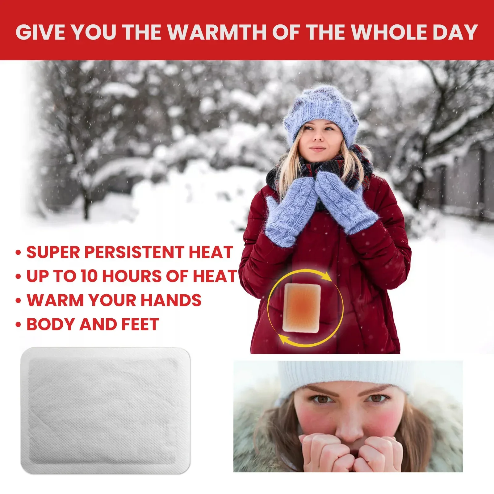 2/20pcs Disposable Hand Warmer Self-Adhesive Heat  Disposable Warmer Pack Safe Cold-proof Warming Travel Camping Hiking Skiing