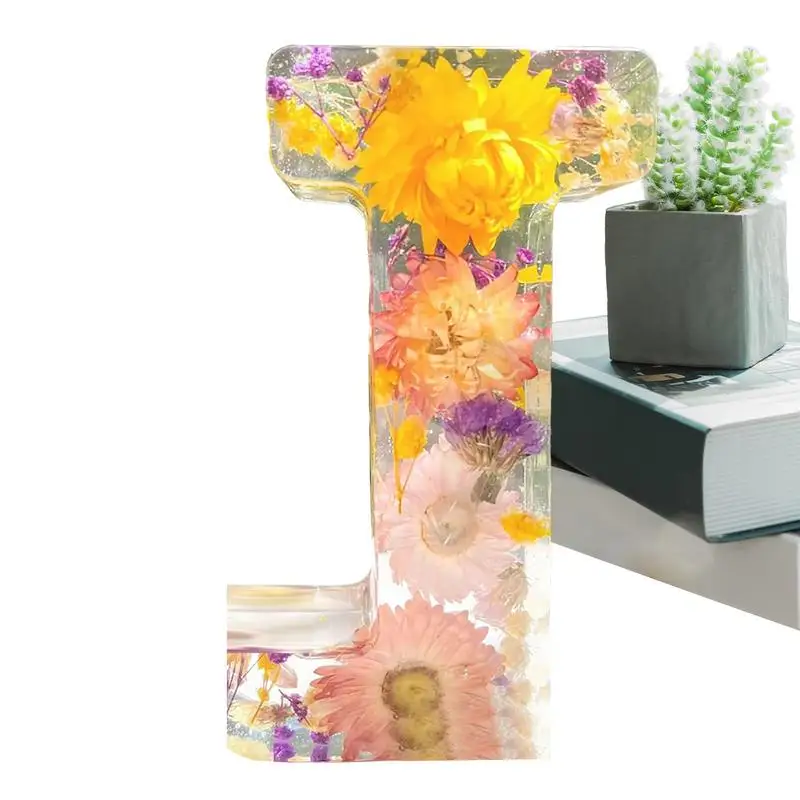 تضيء الحروف الأزهار رسالة ضوء الليل الراتنج المجففة زهرة مصباح مع توهج لينة لمكتب الحضانة عيد ميلاد الزفاف عيد ميلاد #1