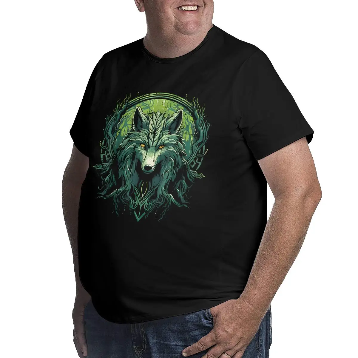 Funny Wolf Plus Size T Shirts for Big and Tall Man Cotton Short Sleeve Oversized Top Tees 1X-6X Men's Tops Clothing