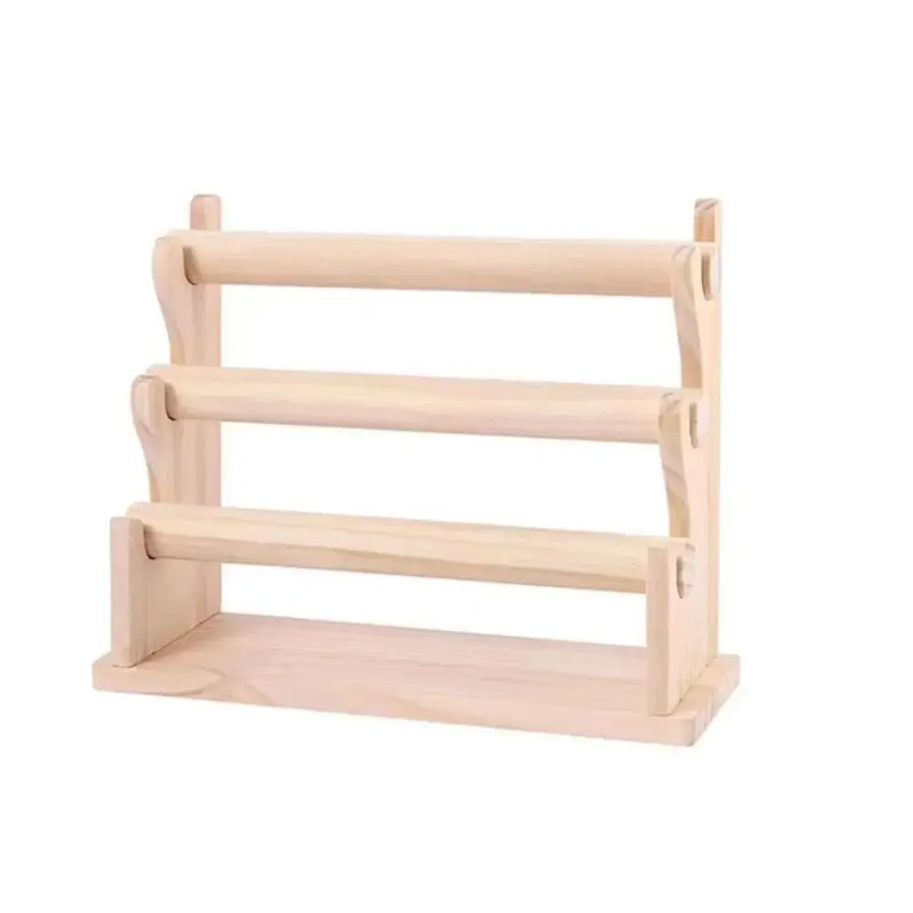 Wooden Hair Band Chain Holder Sturdy 3/4/5 Tier Watch Display Rack Easy To Install Tabletop Display Ribbon Spool Holder