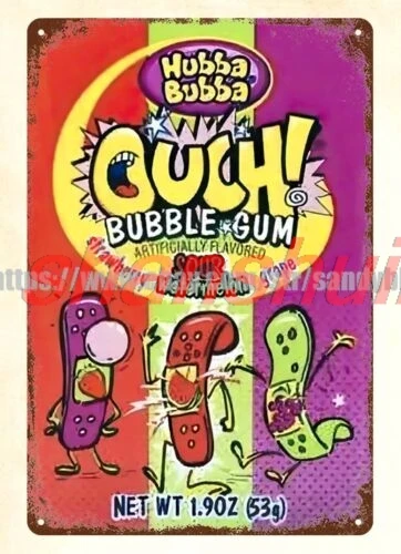 shui 1990s HUBBA BUBBA OUCH BUBBLE GUM metal tin sign garage interior design ideas 1pc