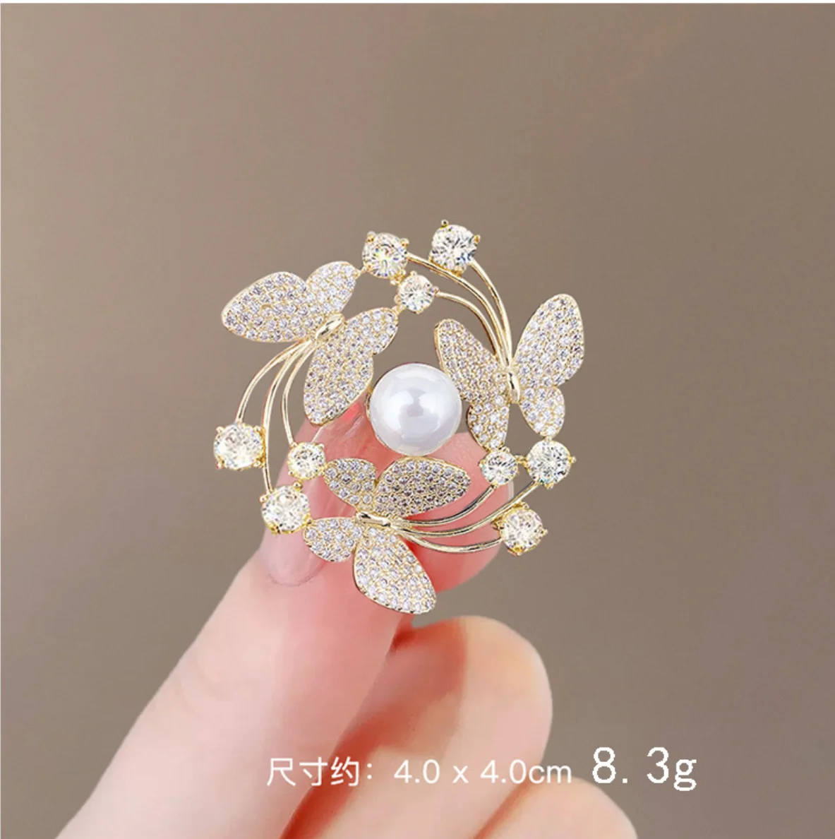 Fashion Pearl butterfly Rhinestone Brooches For Women Elegant Metal Fixed Clothing Pins Daily High-end Jewelry wholesale