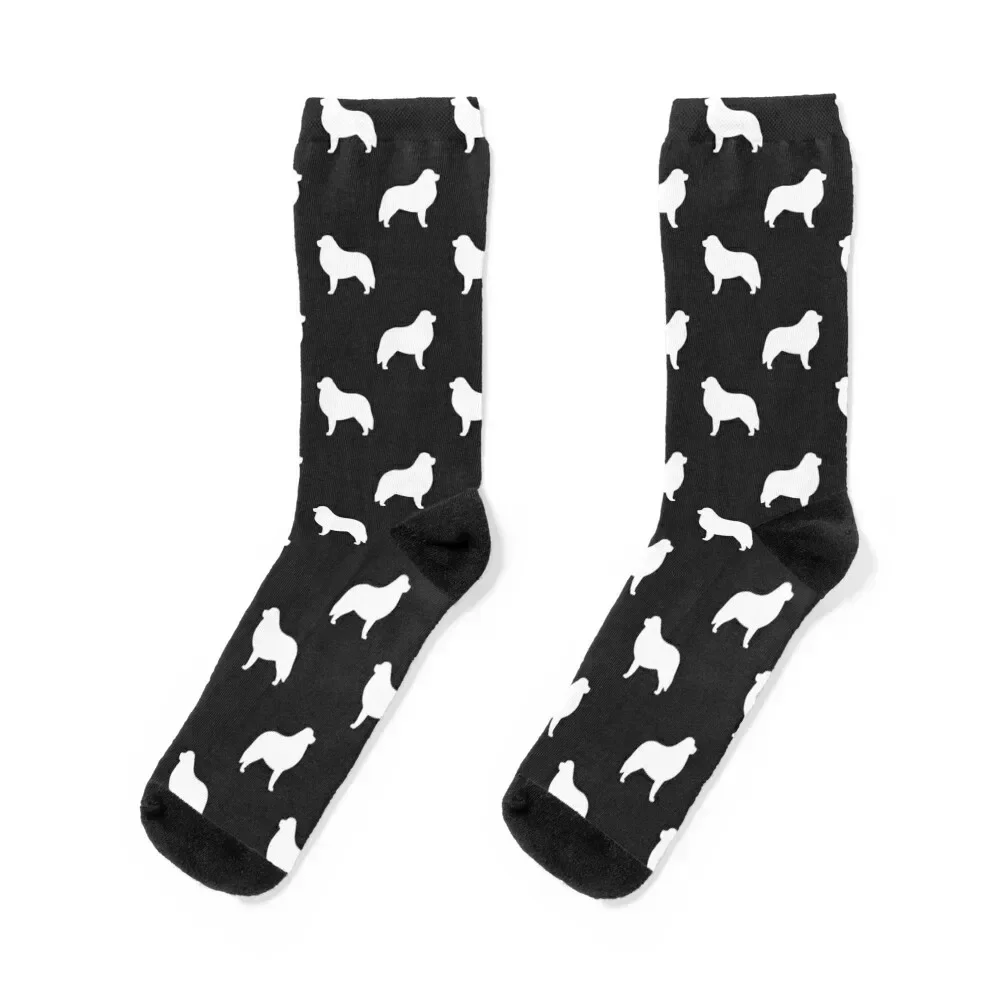 Calcetines con silueta(s) de Grandes Pirineos, zapatos cálidos de invierno florales de lujo, calcetines para niño, regalos para mujer, calcetines bonitos de hip hop para hombre y mujer