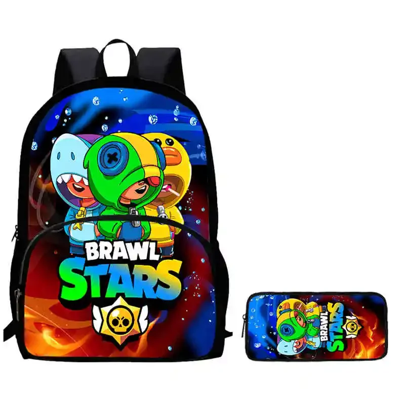 Juego de 2 uds de mochila escolar B-rawl con bolsillo frontal, mochilas escolares de dibujos animados para niñas y niños, mochila grande para niños de 5 a 10 años