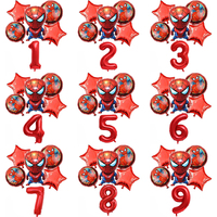 6 Pcs Spiderman Foil Balloon Set 32inch Red Digit 1-9 Years Old Baby Shower Superhero Themed Kids Boys Birthday Party Decoration