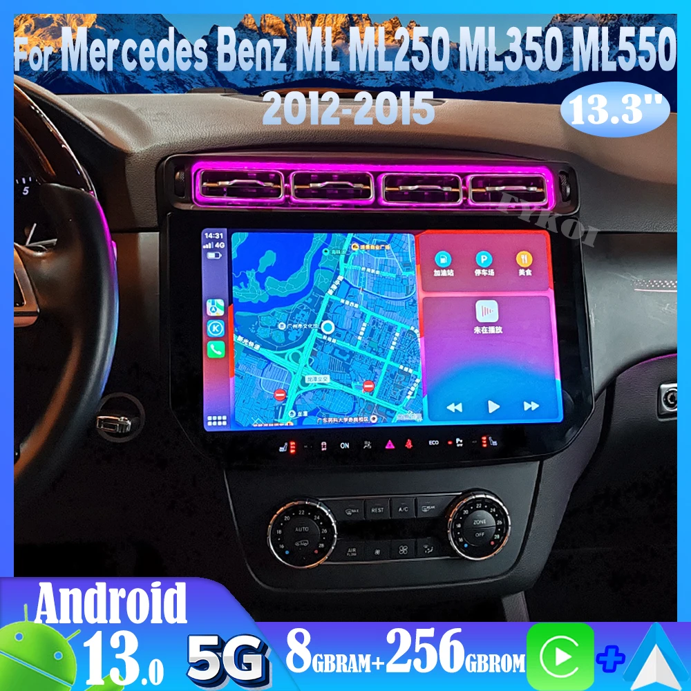 

Android 13 For Mercedes Benz ML ML250 ML350 ML550 2012-2015 Car Radio Automobile Multimedia CarPlay Auto Bluetooth Stereo 5G GPS