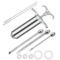 Stainless Steel Spice Syringe Set Meat Turkey Chicken Flavor Injector Kitchen Sauce Marinade Injection Home Kitchen Accessories