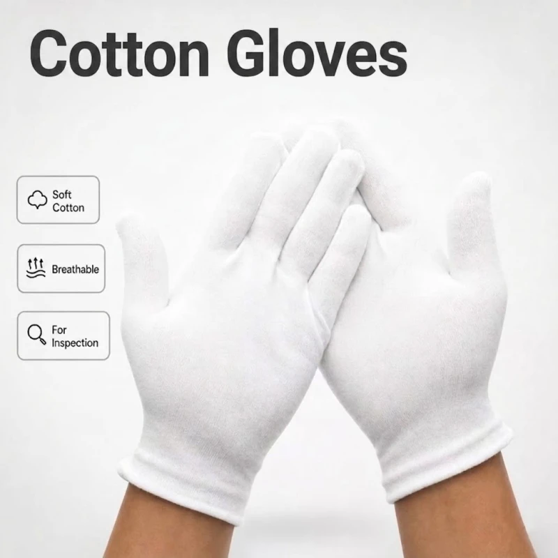 24/12PCS White Cotton Safety Gloves Soft Breathable Liners Cloth Work Gloves for Men & Women Eczema Dry Hands Moisturizing Coin