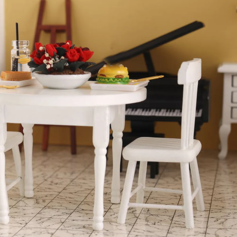 

1Set Miniature Dinning Table Chair Wooden Furniture Style for Dollhouse Home Decoration Mini Dollhouse Accessories