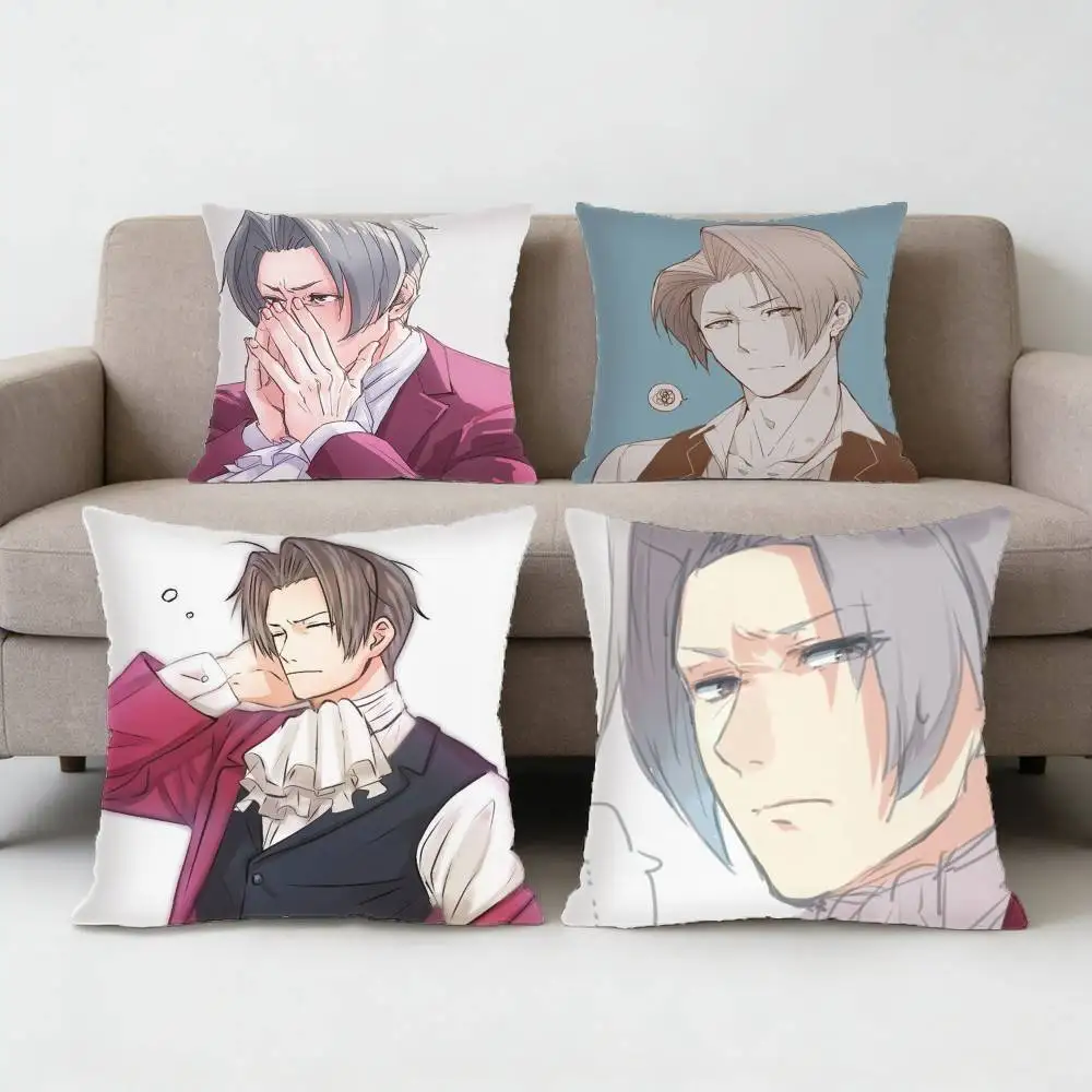 

Ace Attorney Miles Edgeworth Pillow Case Sofa Living Room Bedroom Headboard Backrest Cushion Square Cushion Nap Time