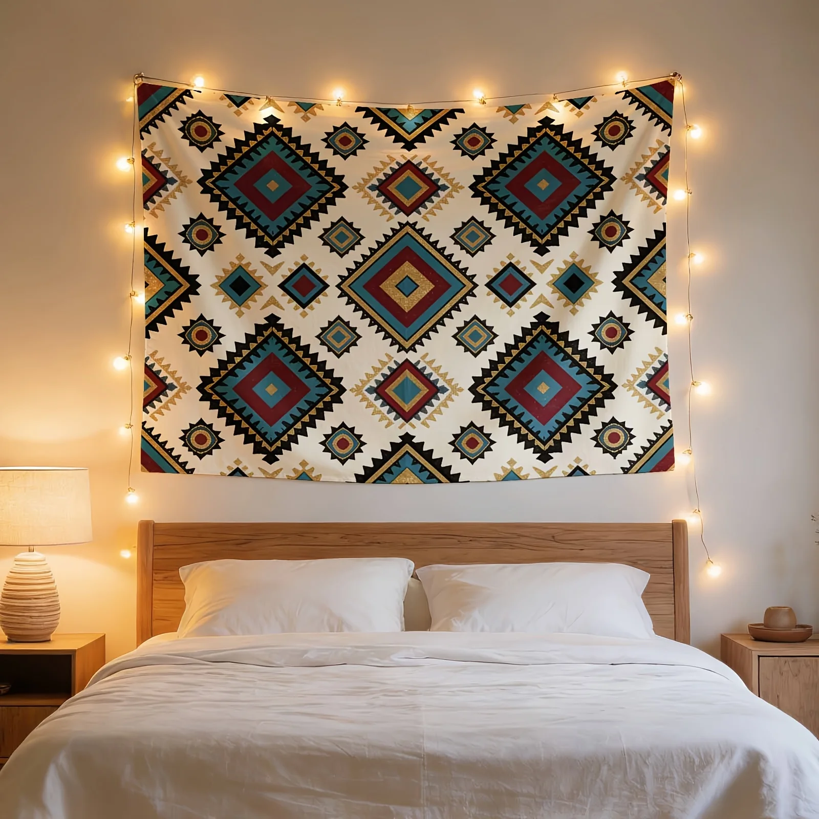 Bohemian Geometric Tapestry Wall Hanging Tribal Boho Ethnic Decor Moroccan Style Art for Living Room Home Decoration Wall Fabric