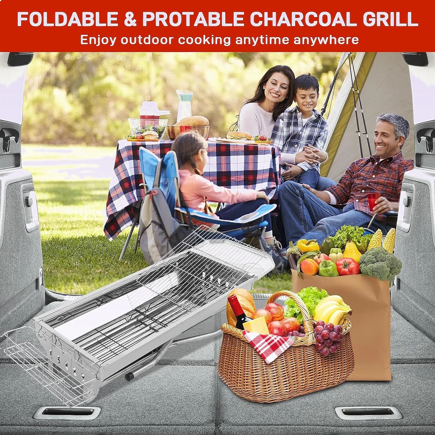 Karl home Portable Charcoal Grill, 39 x 12x 28