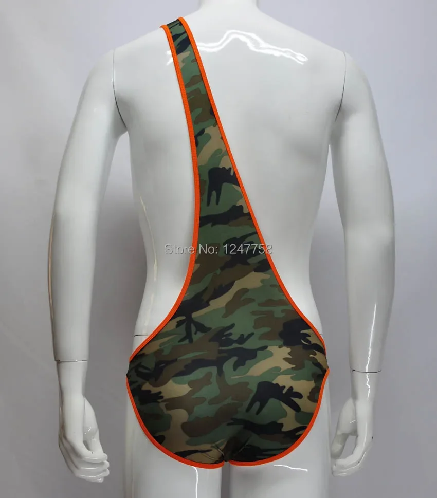 New Men\'s Camouflage  Underwear Wrestling Singlet One Shouder Leotard Vest