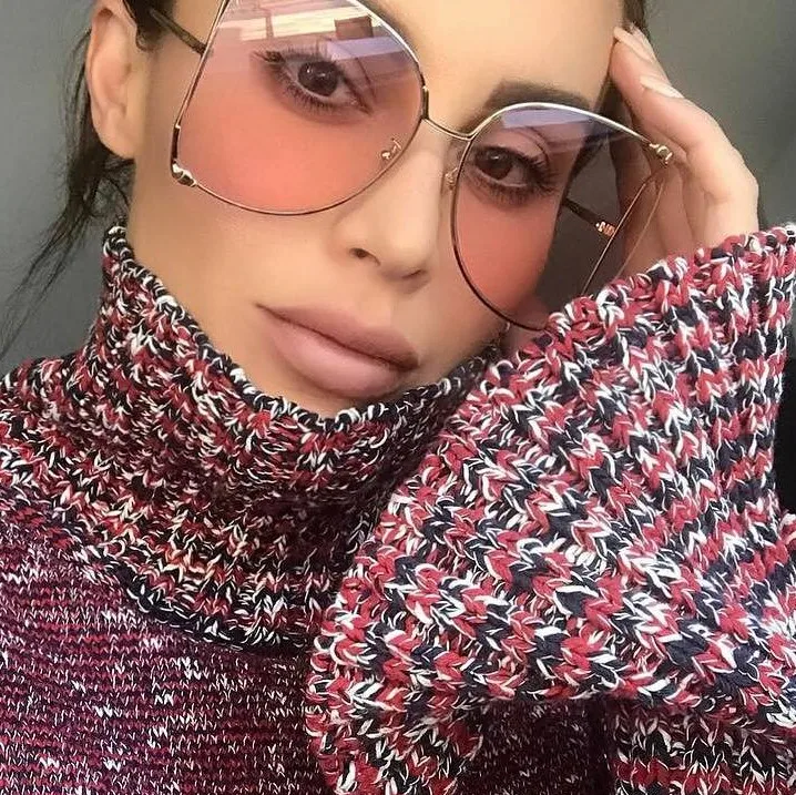 45476 Metal Square Gradient Sunglasses Men Women Pearl Decoration Brand Glasses Designer Fashion Male Female Shades