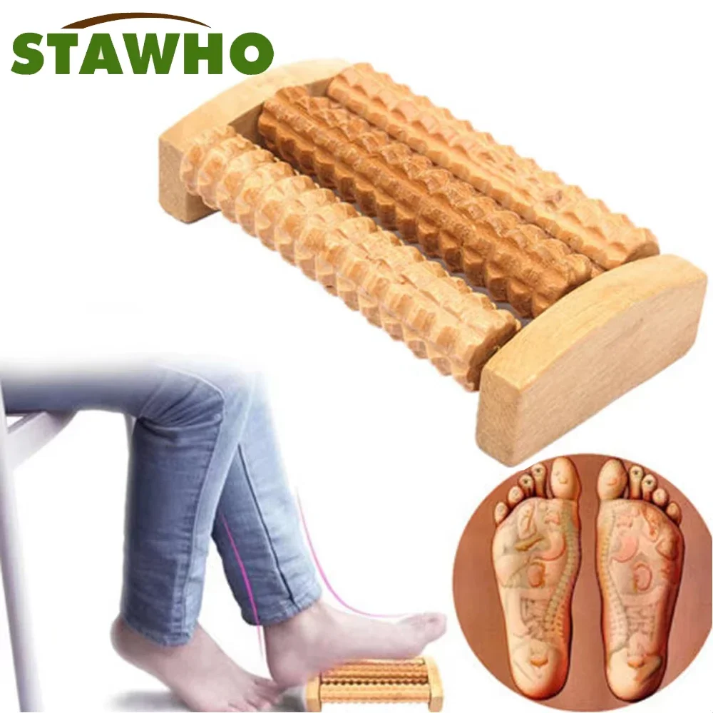 14cm Small Cheap Wooden Foot Roller Wood Care Massage Reflexology Relax Relief Massager Spa Gift Foot Massage Tool