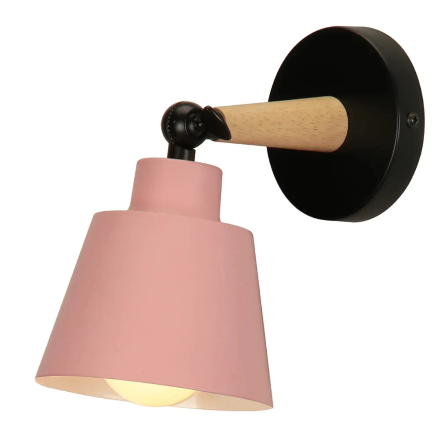 

Creative Wooden Simple LED Wall Light Reading Bedroom Bedside Lighting Study Children Room Macaron Color Wall Lamp BULB