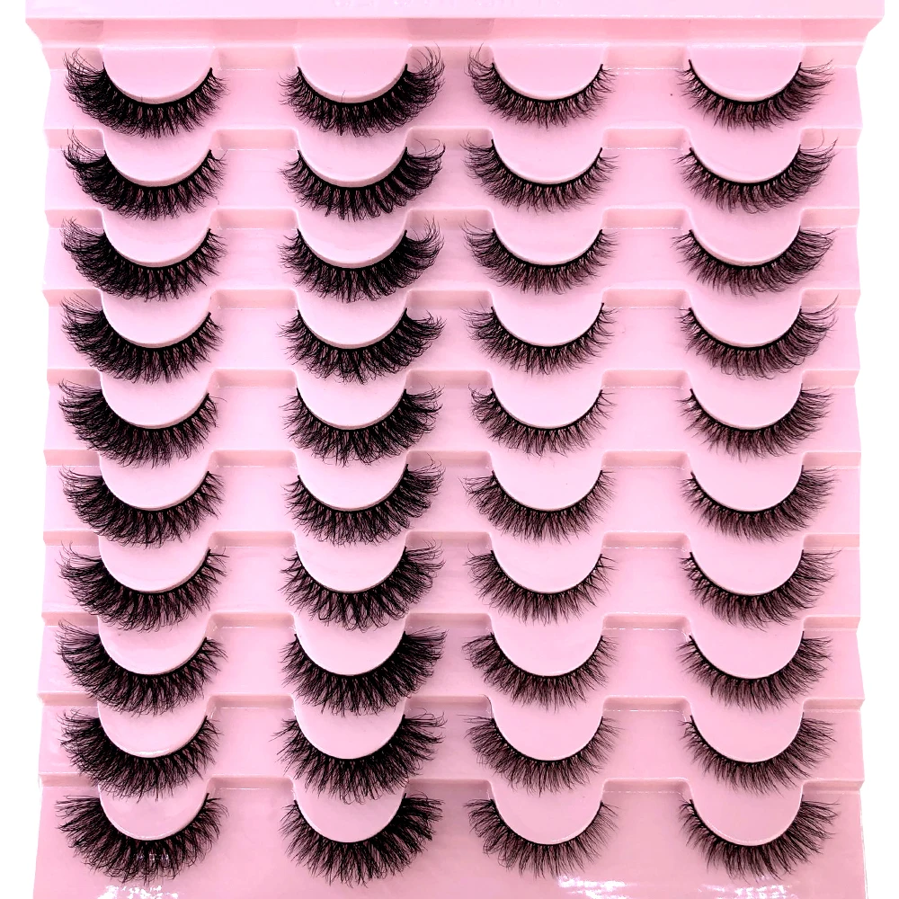 HBZGTLAD 20 pairs of 3D soft and charming natural long holiday eyelashes perfect eye makeup cross thick eyelashes