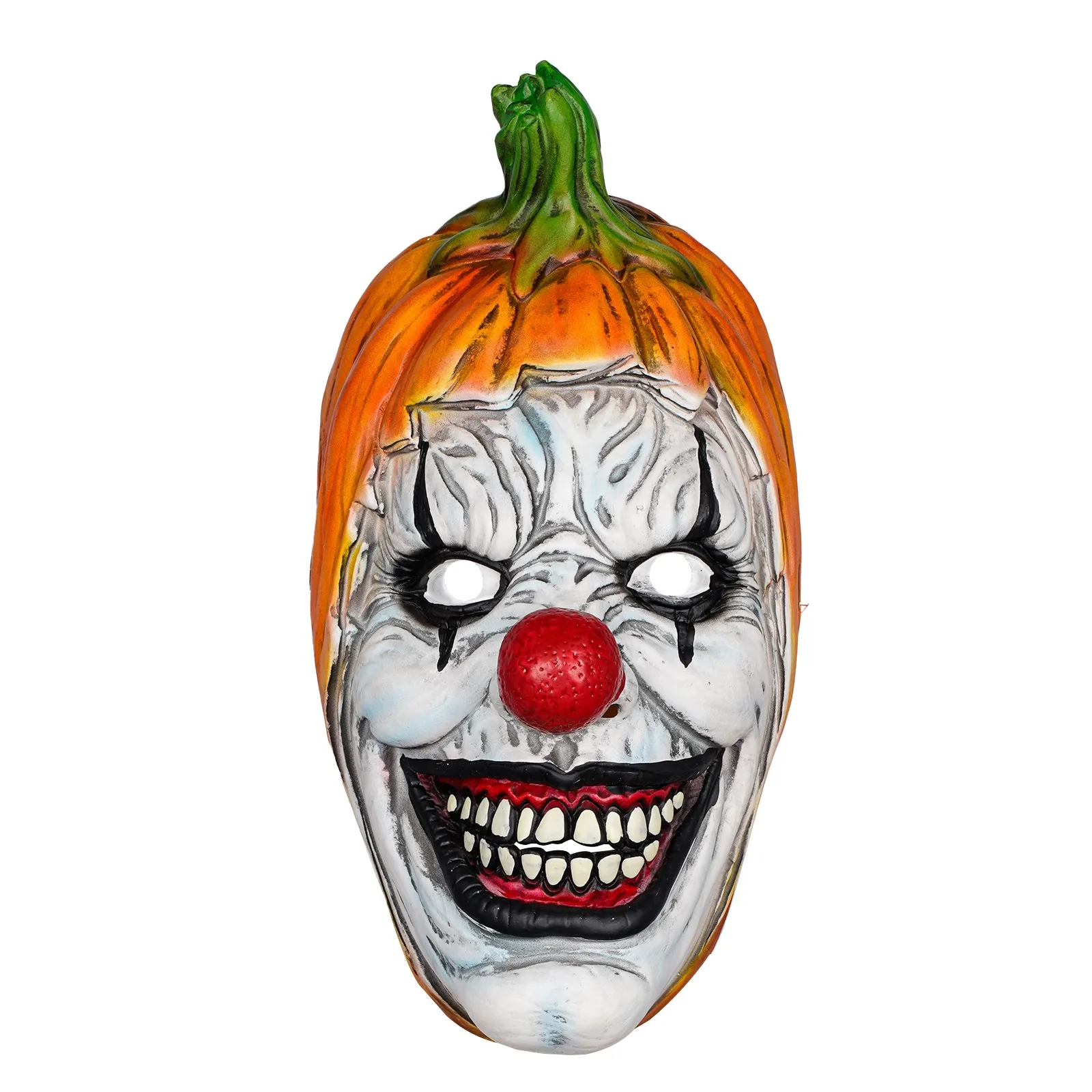 Pumpkin Head Scary Clown 1PC Latex Mask, Scary Realistic Headgear, Prank Costume Prop for Halloween Party