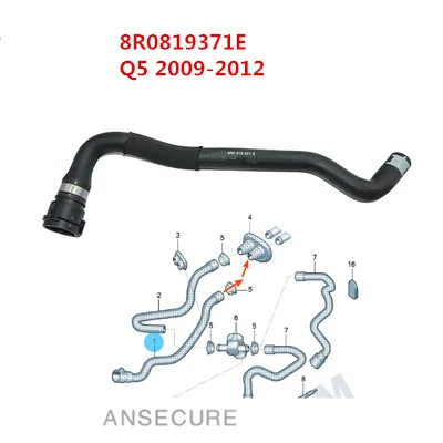 Engine Coolant Heater Water Hose Pipe For Audi  Q5  2009-2012   8R0 819 371 E 8R0819371E