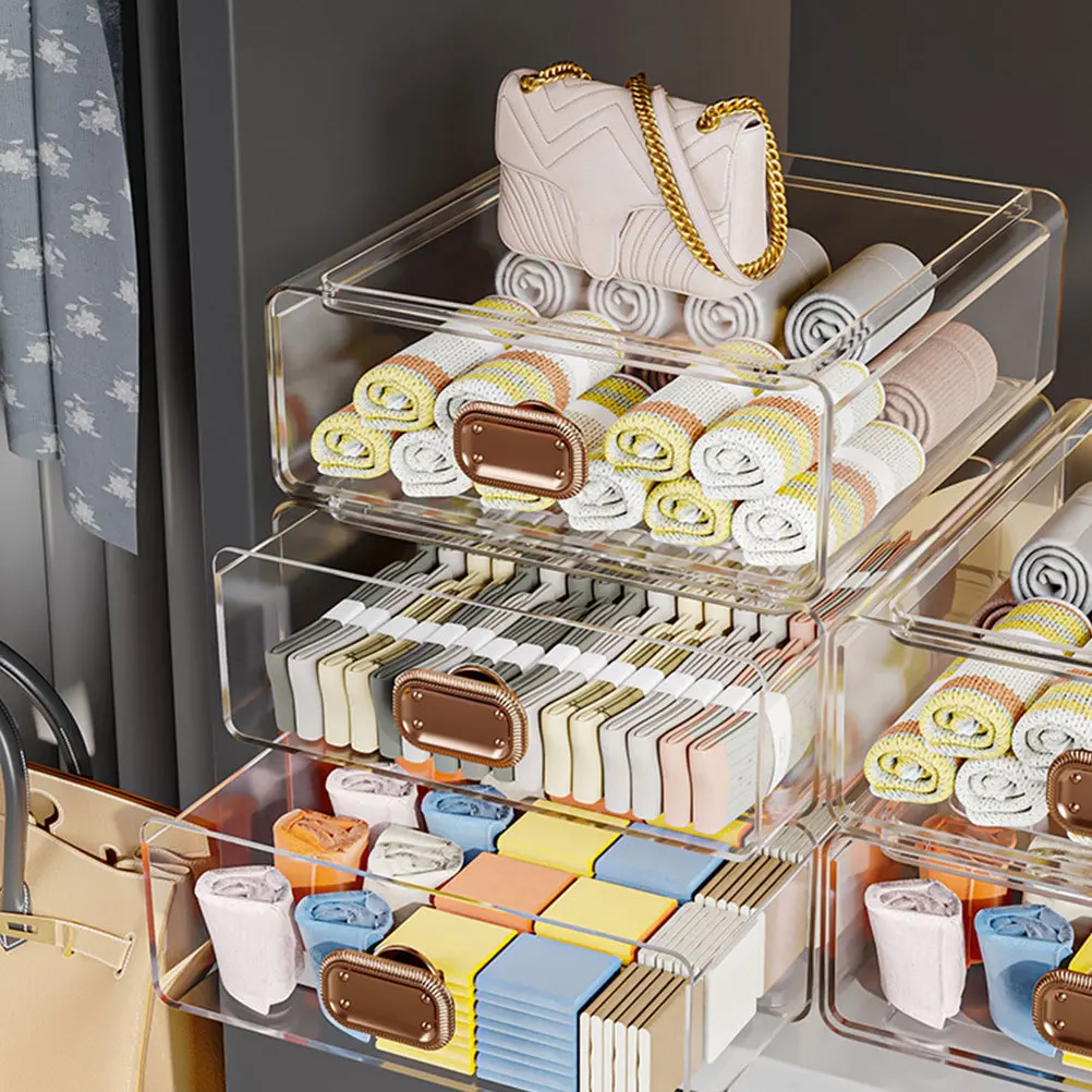 

1pcs Transparent Storage Box Drawer Type Large Capacity Plastic Desktop Organizer For Jewelry Sundries Stationery