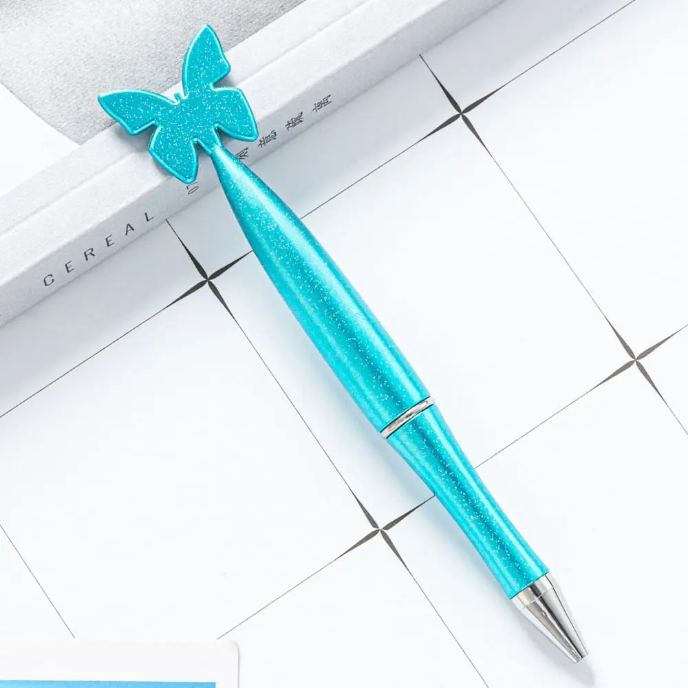 Writing Supplies Cartoon Butterfly Plastic Pen Cute Unique Ballpoint Pen Black Ink Multifunction Signature Pen Student