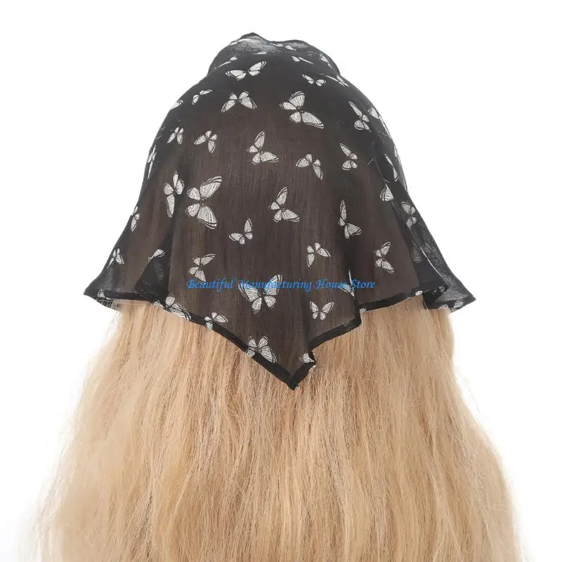 

E56A Modern Wing Pattern Scarf Modifiable Hat Light Comfortable Black White